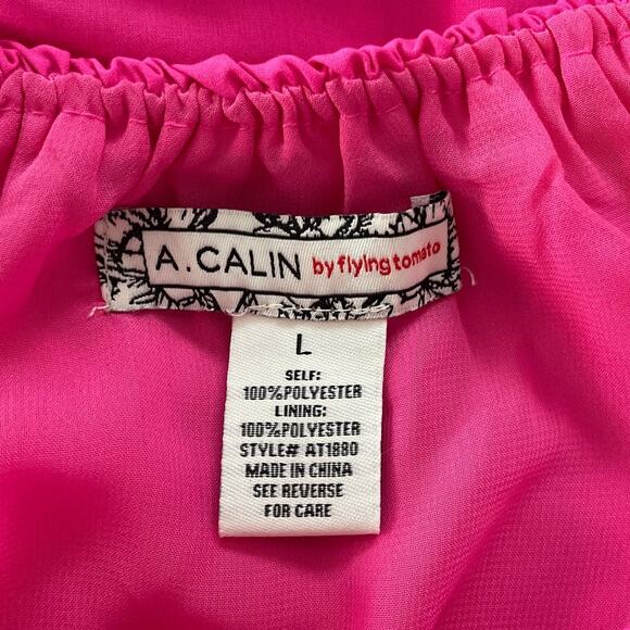 A. CALIN By Flying Tomato Pink Elasticized Crop Top Large NWOT - Picture 6 of 7